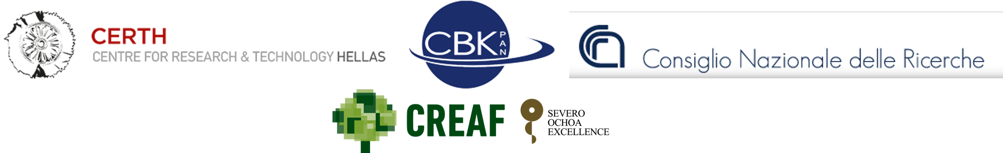 Logos of CERTH, CBK PAN, CNR and CREAF